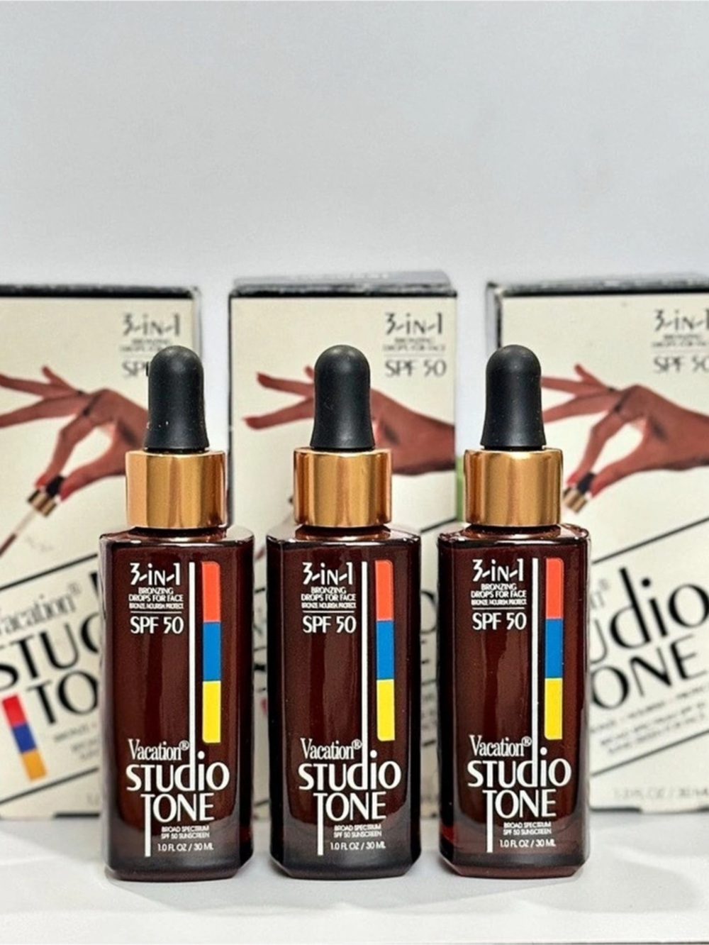 Vacation Studio Tone SPF 50 Bronzing Drops 1 oz x3 Trio NEW